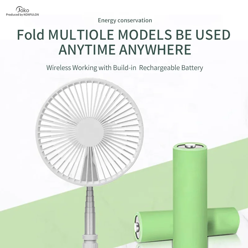 Konfulon Innovative Products 2023 Outdoor Pedestal Adjustable Mini Fan 3 In 1 Rechargeable Battery Usb Desk Table Stand Fan