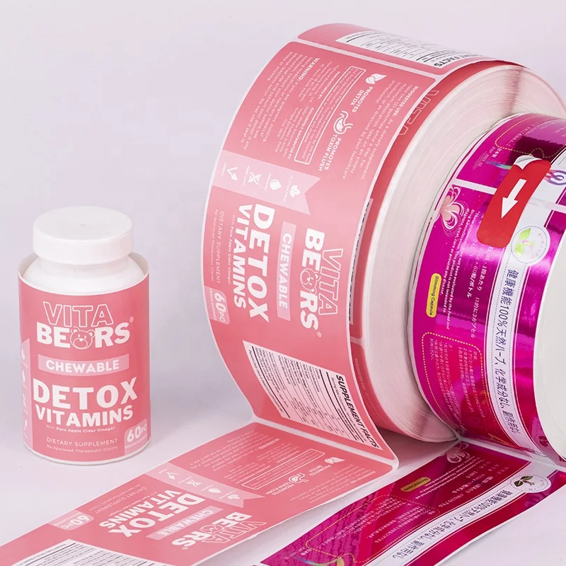 wholesale private logo nutrition vitamin adhesive labels vinyl supplement labels for medicine bottle