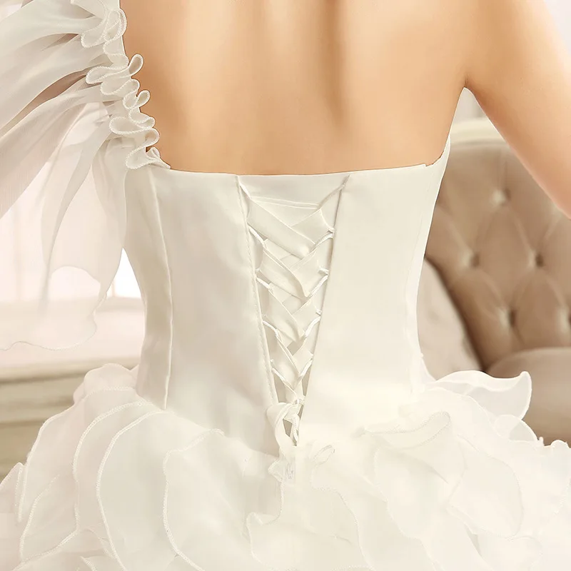 Plus Size 4 Colors Bridal Lace Organza Tutu Wedding Dress Bridal Gowns Performance Dress