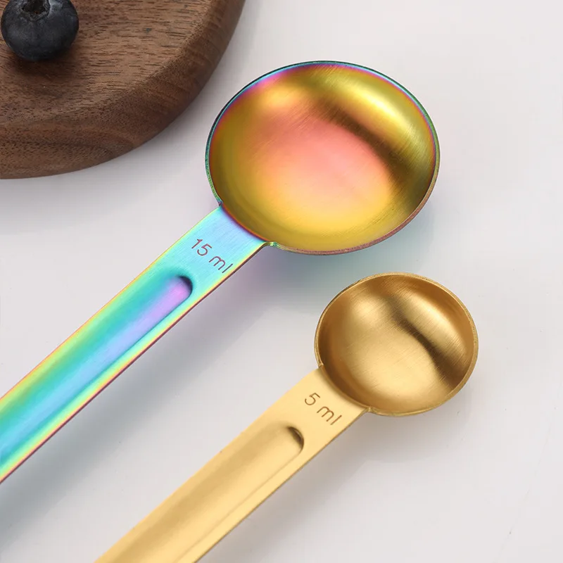 Dual Sided Stainless Steel Measuring Spoon 1 Tbsp 15ml and 5ml Coffee Scoop For Measuring