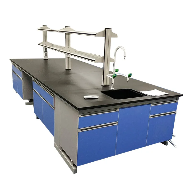 Factory Directly Sale High Quality Strong Acid And Alkali Resistant Steel Frame Lab Bench With Reagent Shelf