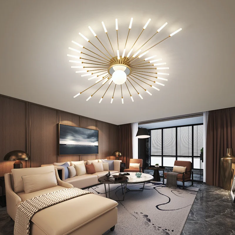 Modern Luxury Indoor Home Bedroom Living Room Gold Bulbs Led Chandelier Ceiling Lights