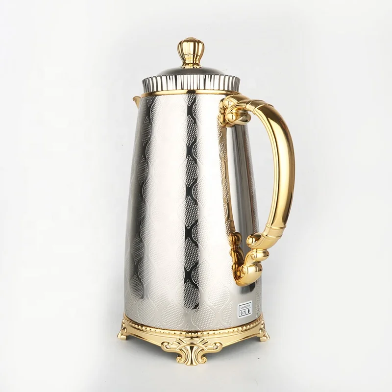 New Arrival Gilding Metal Body 1.0 Litre Glass Insulation Vacuum Carafe