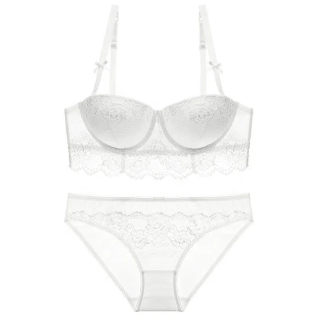 Sexy  Women Bra and Panty Set Soft Thin Cup with Bow Push Up Ladies  Lace Bra Underwear Sets