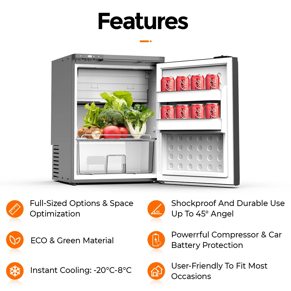 Alpicool CR65 Upright Dual-zone 12 Volt Car RV Camper Refrigerator 65L DC Cooler Compressor Mini Fridge For Car RV