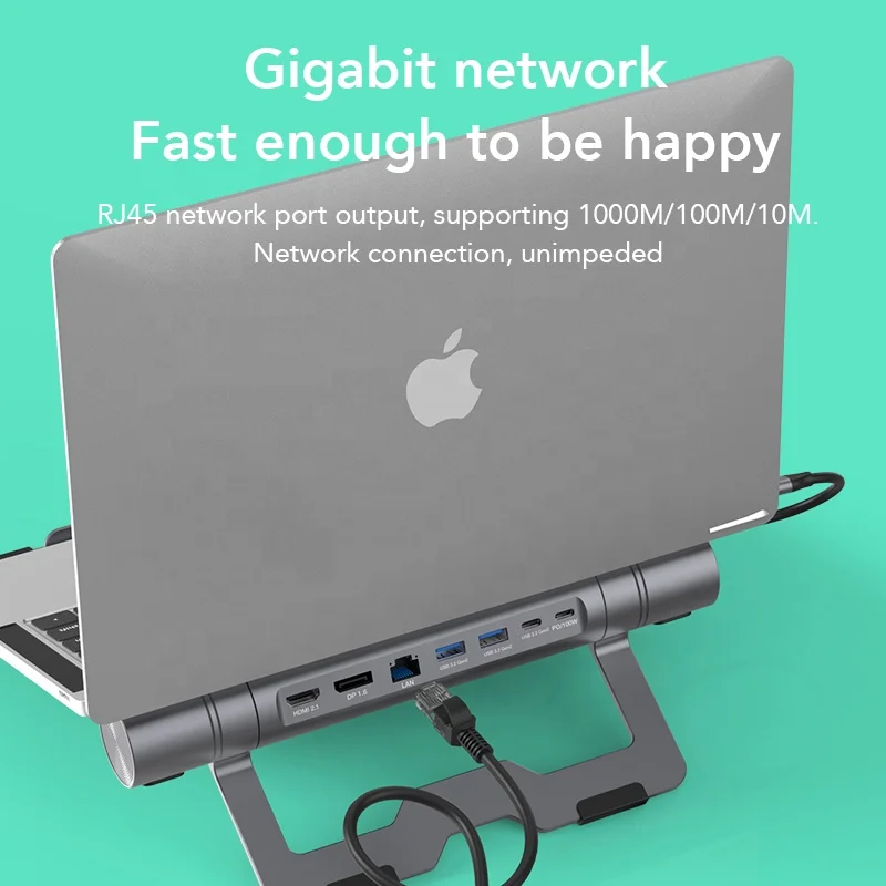 PD Charging SD TF Card Reader 11 in 1 USB C HUB OTG Card Reader Ethernet Adapter USB C Stand for Laptop Docking Station