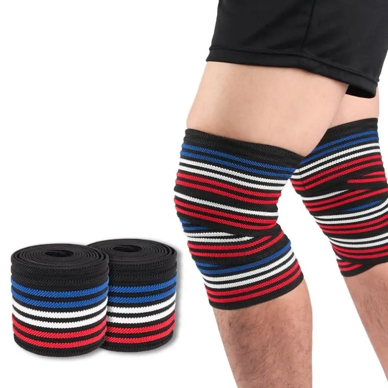 Breathable Gym Wrapped compression knee pad Elastic Bandage Wrapped knee Support Brace for Sports Injury Protection