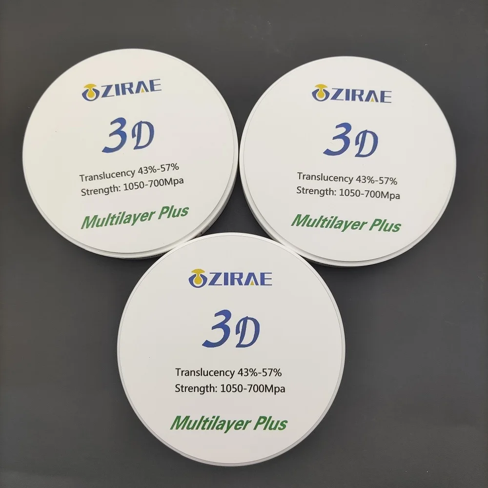 43%-57% 6 layers 3D  multilayer  zirconia dental  block /zirconia blank disk for CAD CAM Open system