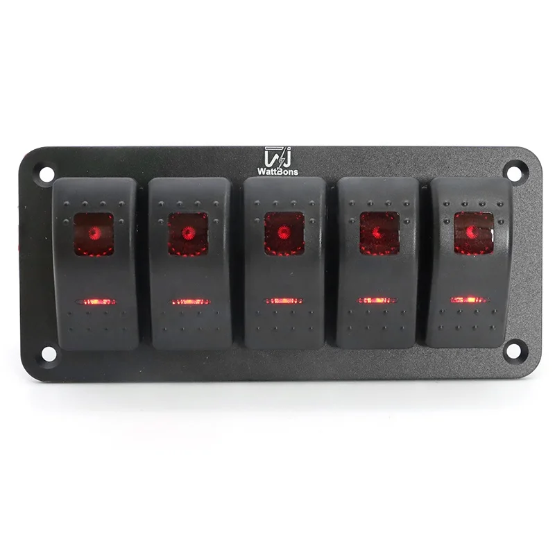 Wattbons 5 Gang морской 12 Вт водостойкый led кулисный переключатель панель Pin предварительно смонтированный автомобильной для автомобиля
