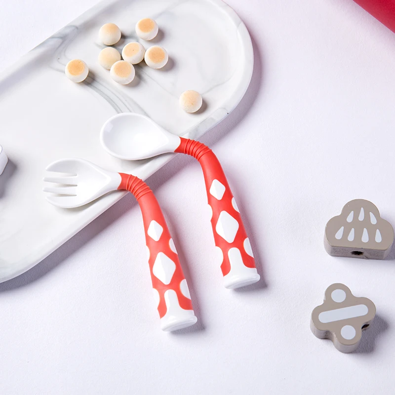  Factory price plastic baby spoon and fork set foldable kids for family use outdoor