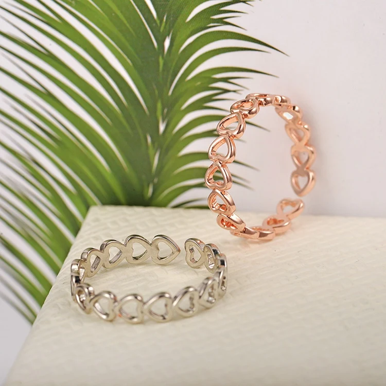 LX-195 Wholesale Normcore Design Finger Jewelry Fashion Simple Woman Alloy Simple Hollow Heart Ring