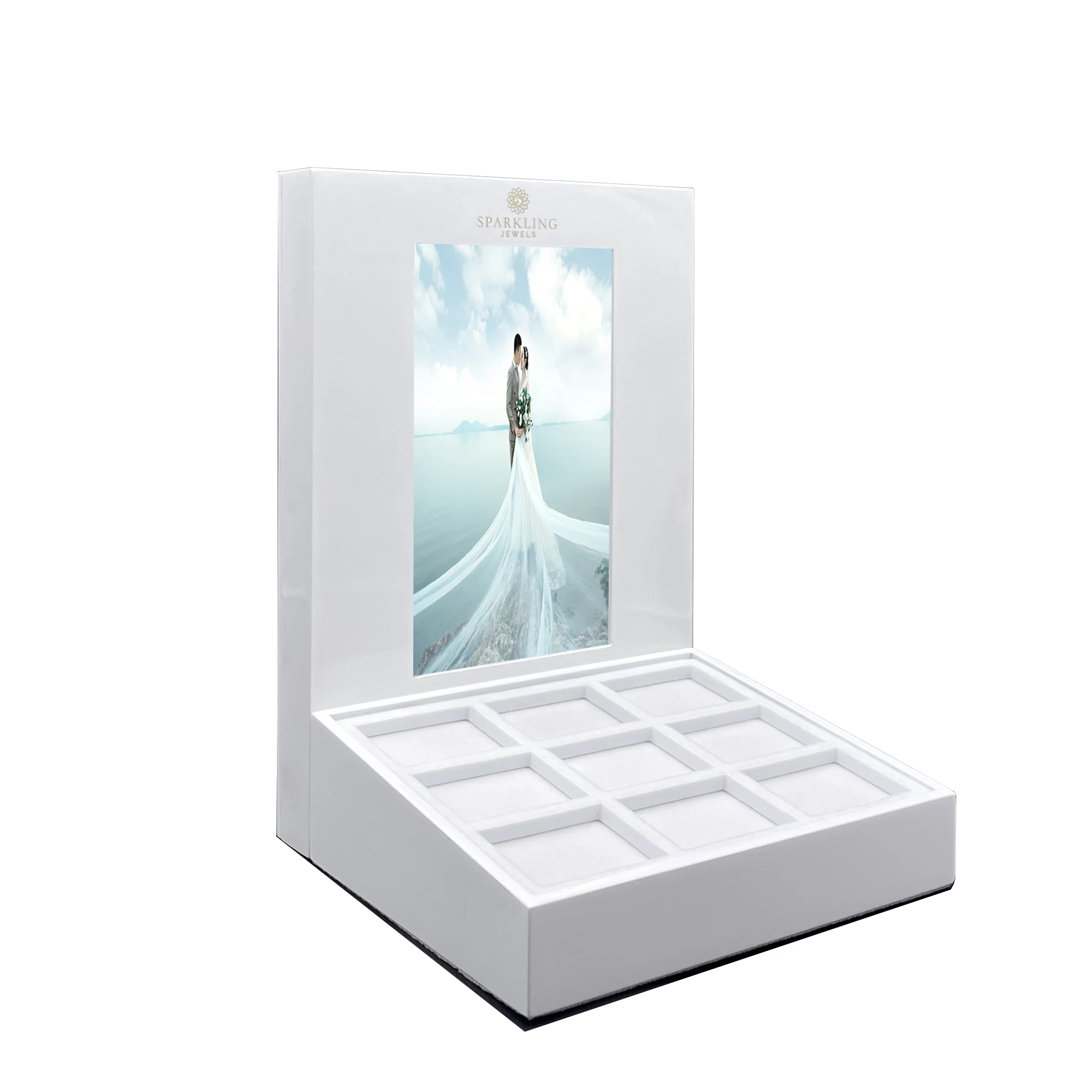 Shenzhen Factory Exhibition Product Display Stand Cardboard Video Acrylic Stands with Lcd Screen