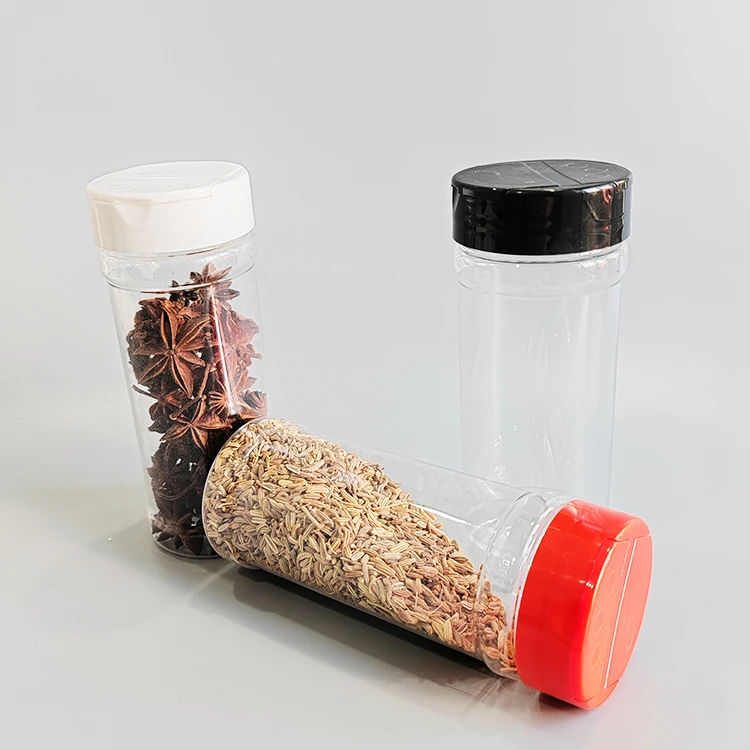 Ready to Ship 154 pack Plastic spice container set 8oz 240ml clear jars with shaker caps for pepper salt packaging