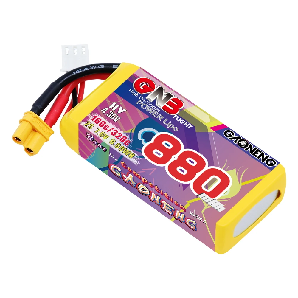 GNB GAONENG 880 мАч 2S HV 7 6 V 160C XT30 RC LiPo аккумулятор FPV Бесщеточный Дрон гоночный автомобиль Лодка удаленные игрушки вертолет робот