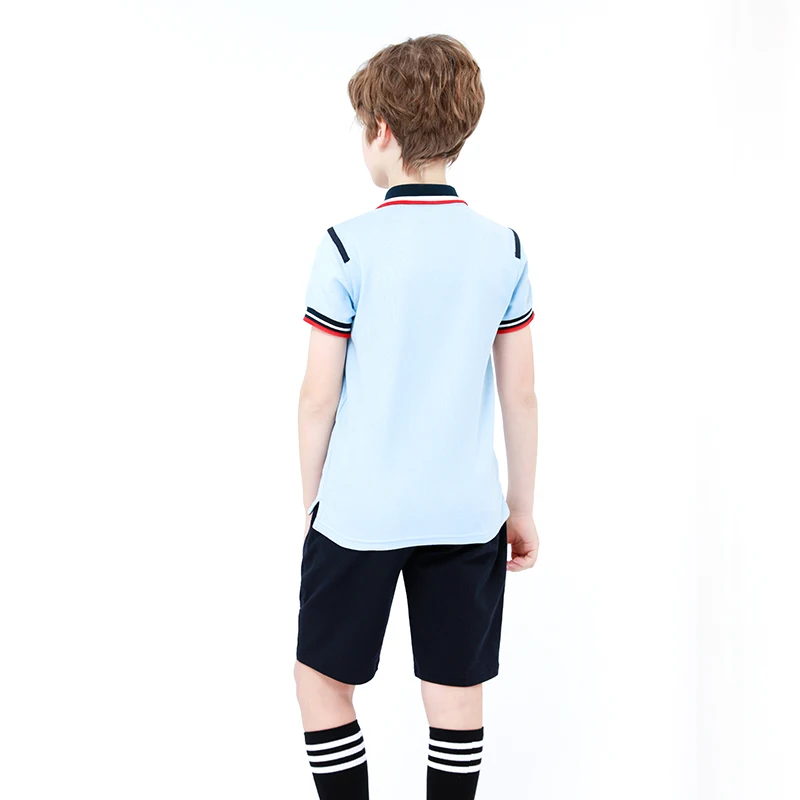 OEM Primary Middle High School Uniforms solid sports track suit wear for students polo shirts tipped collar and