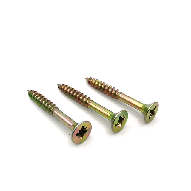Hot Sale Pozi Drive Double Countersunk Chipboard Screw with Yellow Zinc Plated Deck Screw