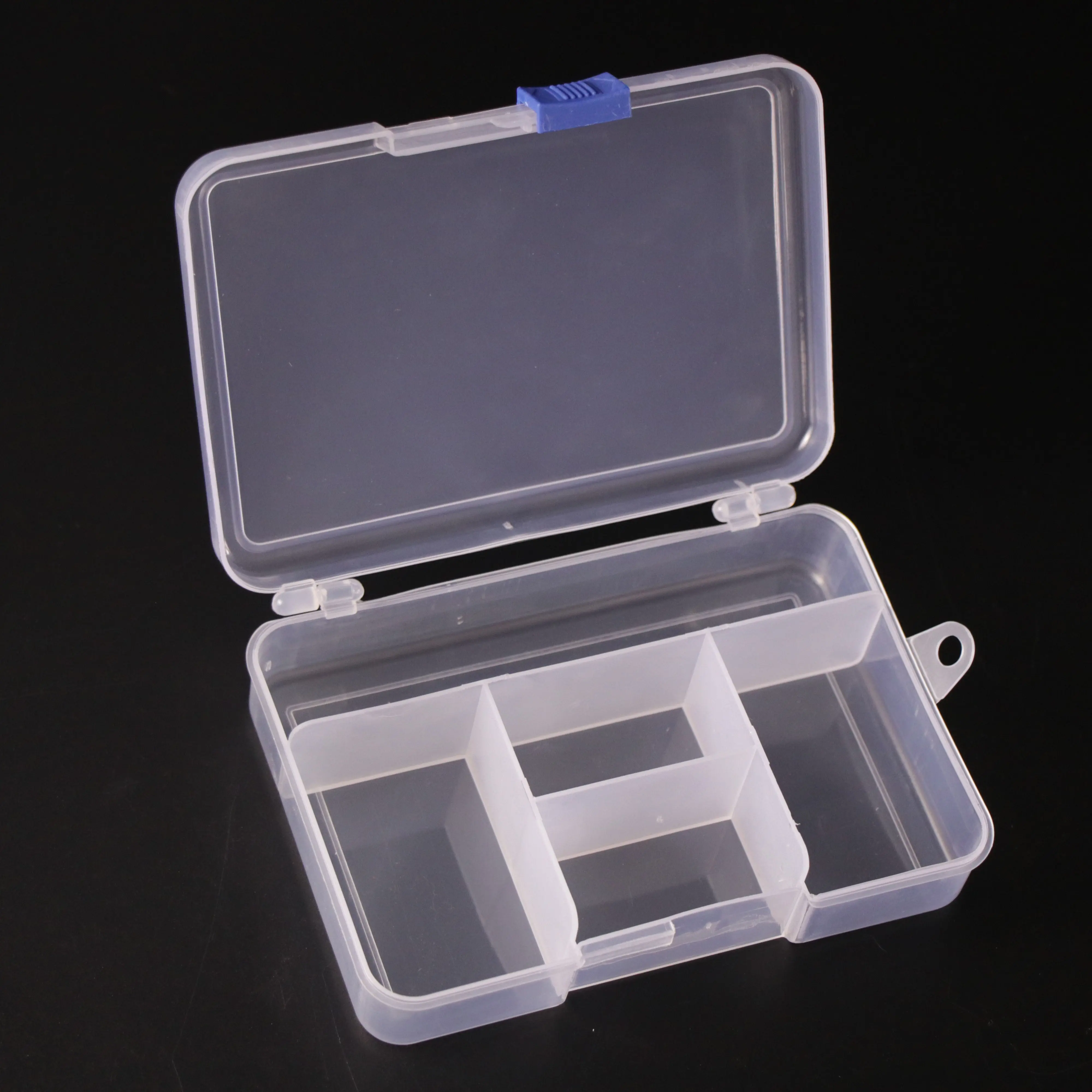 Wholesale Inventory Transparent 5 Grids Transparent PP Accessory  Jewelry Organizer Box Storage Box With Sliding Buckle