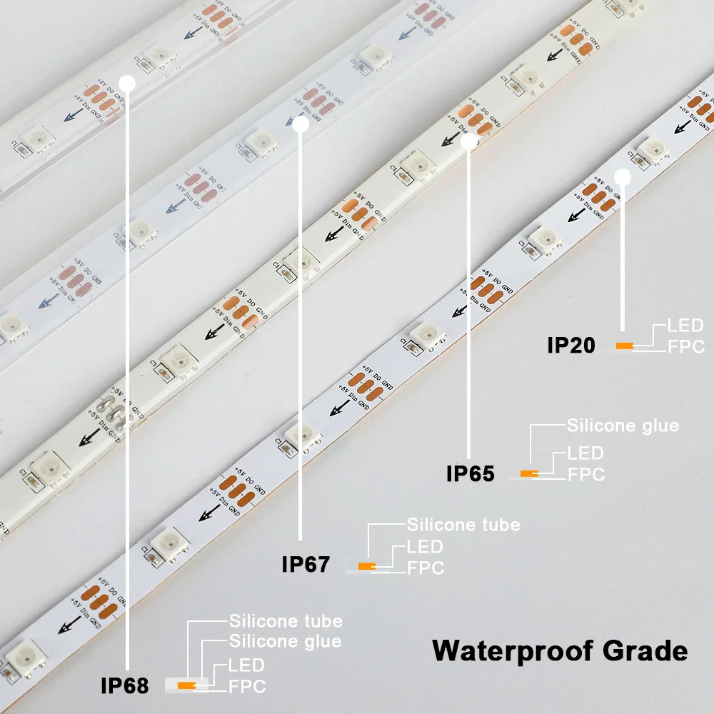 Светодиодная лента DC5V WS2812 Smart 5050 Rgb IC 30/60/144 светодиодов волшебного цвета Водонепроницаемая светодиодная Пиксельная