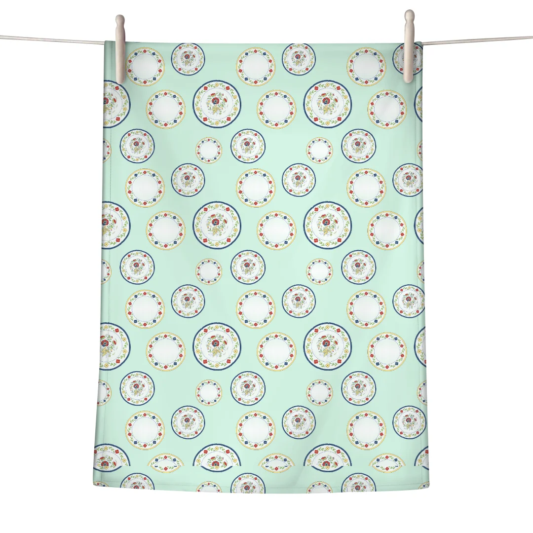 Cotton linen blends Kitchen Tea Towel standard tea towel size custom printing logo double sides printed