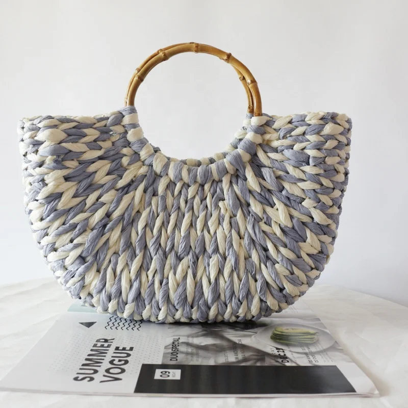 women wedding honeymoon beach paper straw woven tote clutch handbag hobo bag