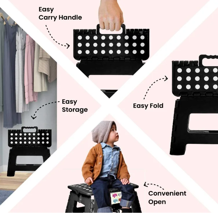 Amazon hot selling  Plastic Kids Portable Foot PP 150 kg folding step stool with anti slip