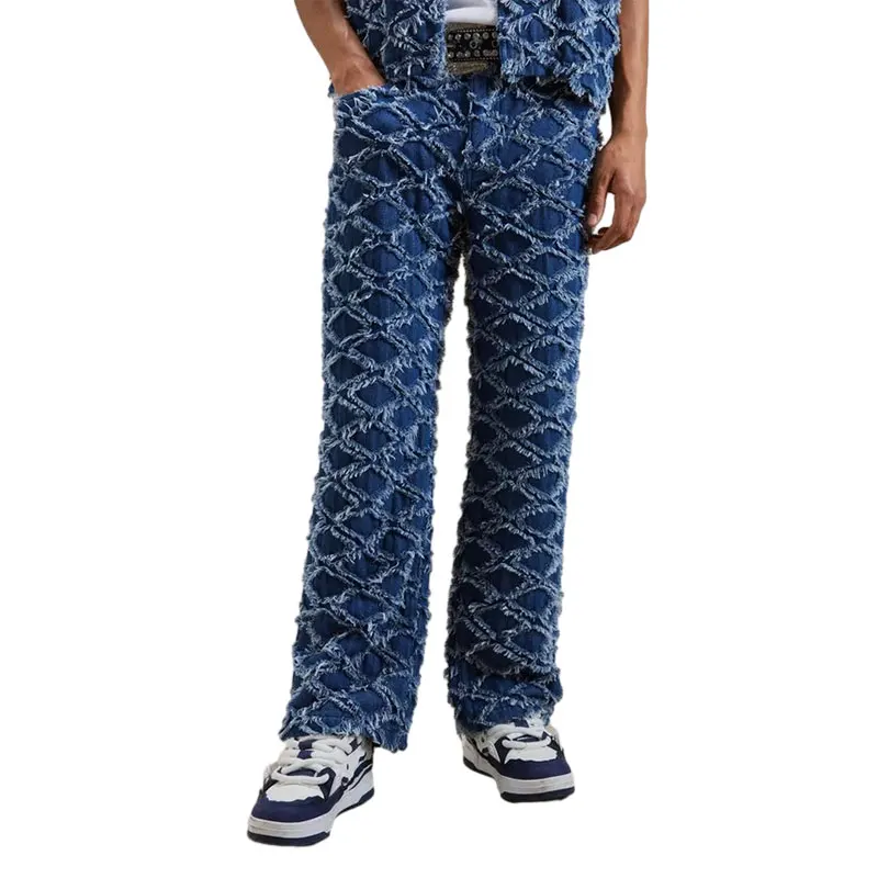 Gingtto Jeans Suit For Men Short Sleeve Denim Jacket And Loose Straight Denim Set