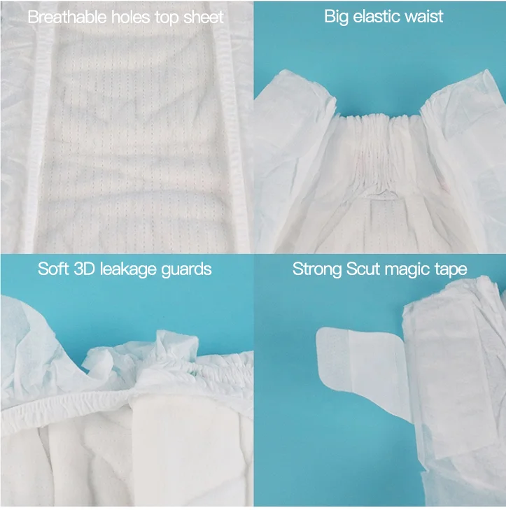 Small and large baby diapers breathable surface wholesale baby diapers of various sizes at one time.