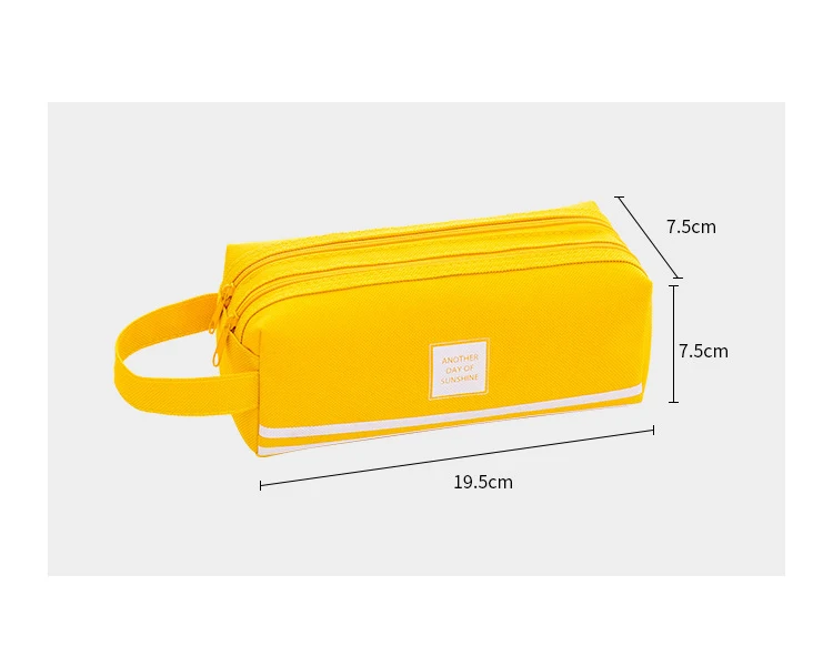 Large Capacity Canvas Shape Pencil Box Double Zippers Pen Bag Office School Stationery Bag Pencil Case with Compartments