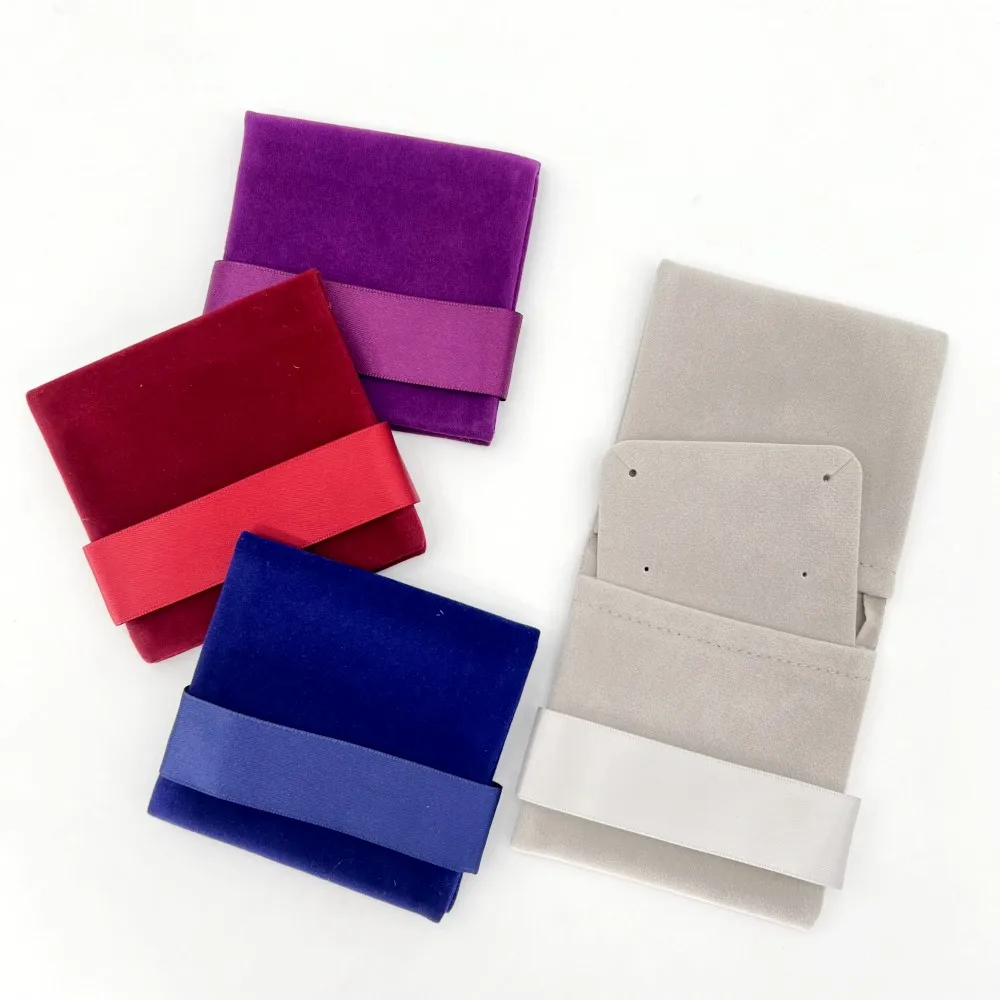 Custom Microfiber Jewelry Package bag packaging Earrings Necklace Rings Velvet Envelope Jewellery Pouch With Logo