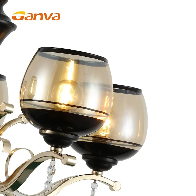  GANVA Hot Sale Iron Glass Decoration 5 Lights Lamp Modern Pendant Hanging