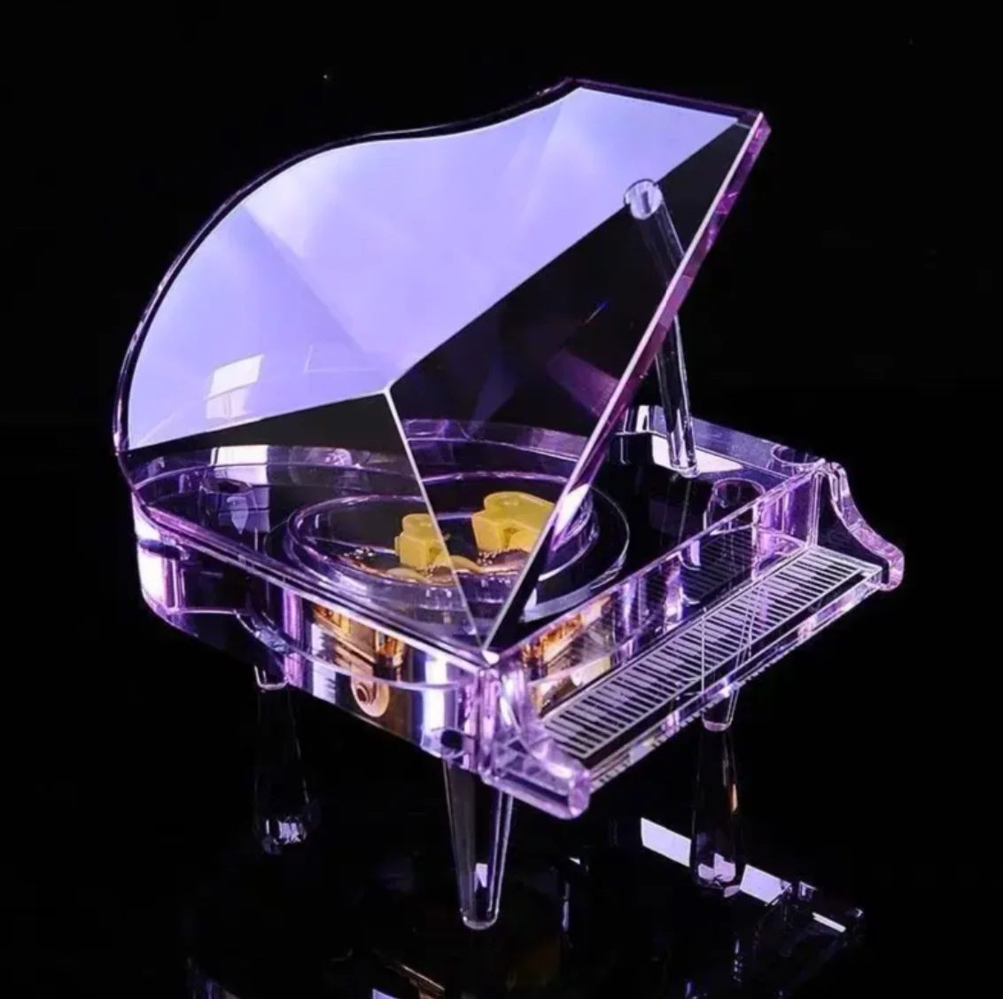 Creative crystal gift birthday gifts transparent music box with custom logo crystal glass piano