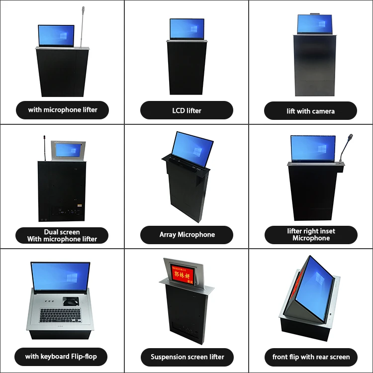 New design custom camera hidden desk motorized tv lift mechanism for conference system