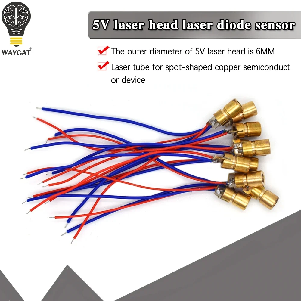 WAVGAT 10PCS 5V 650nm 5mW Adjustable Laser Dot Diode Module Red Sight Copper Head Mini Laser Pointer