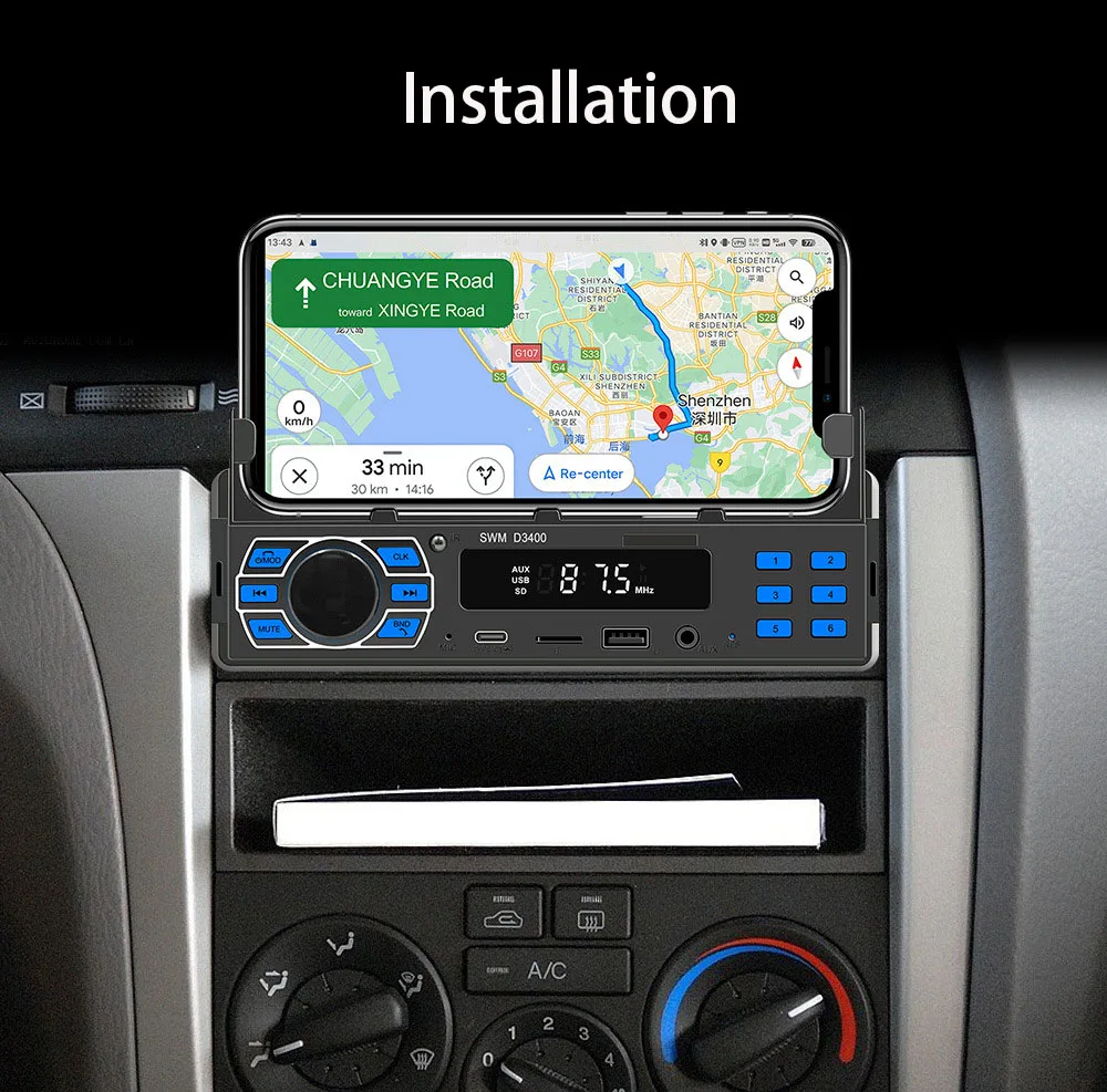 Автомагнитола 1 Din MP3-плеер мультимедийный плеер Bluetooth USB-порт FM-приемник стерео автомагнитола 12 В поддержка WMA MMC