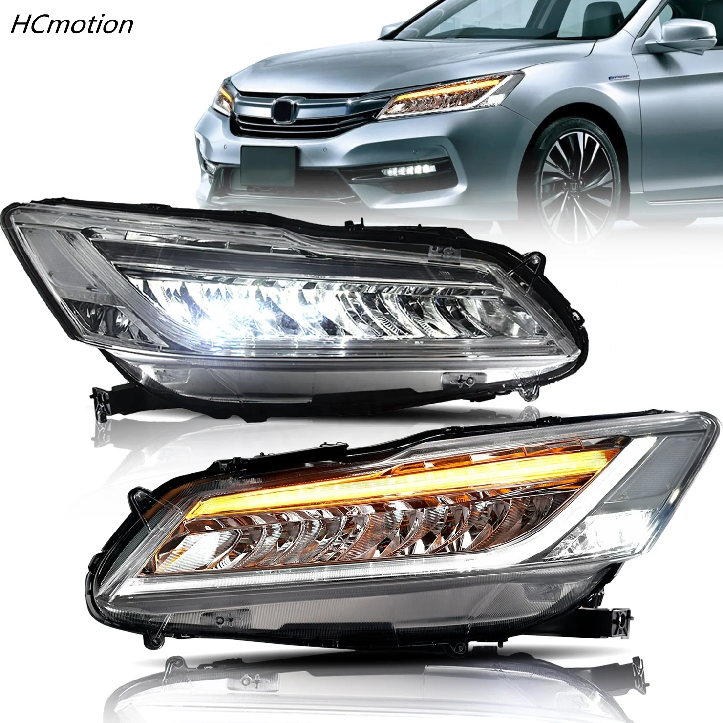 HCmotion Factory manufacturer 9th Gen front lamp Sedan Assembly 2013 2014 2015 2016 2017 Full LED Headlights For Honda Accord