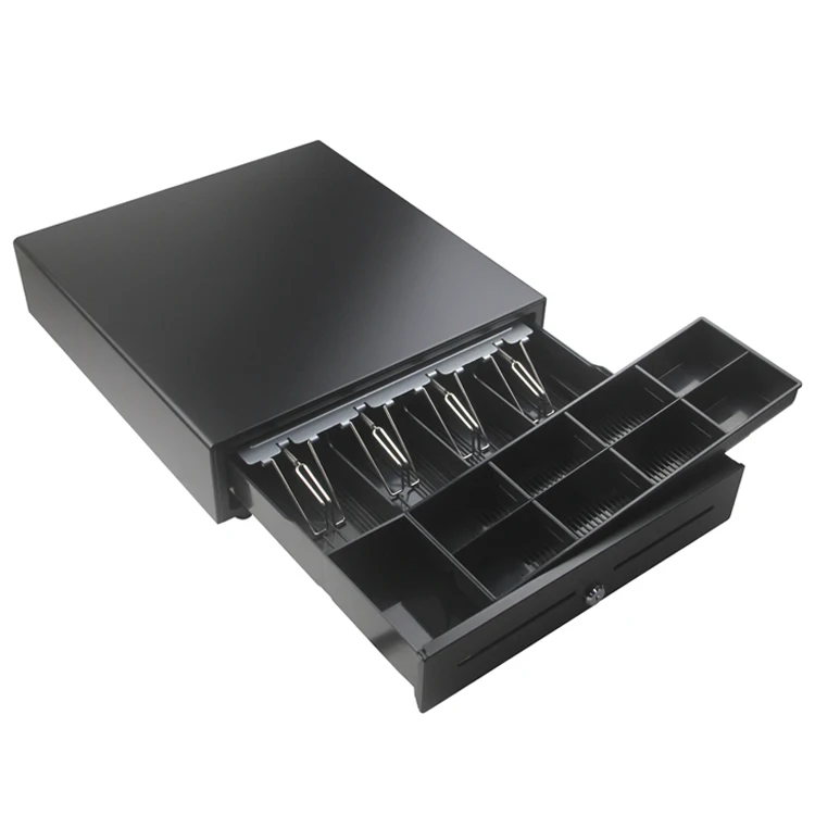 Durable Electronic Lock Metal Cash Box Coin Cashier Deposit Drawer Box Adjustable