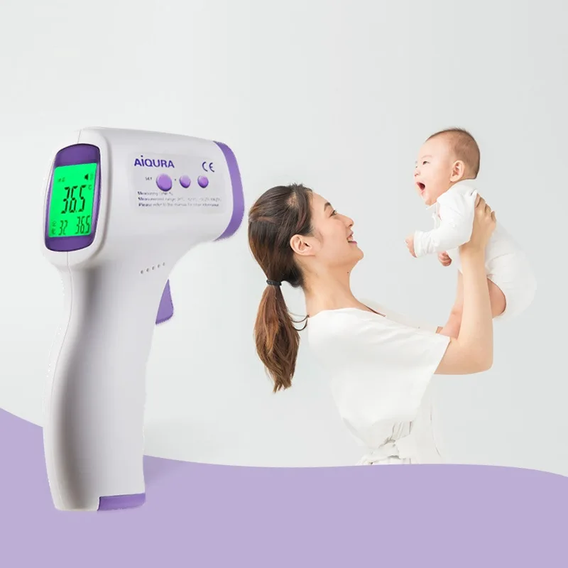 2021 Baby Stirn Nicht-kontakt Digital LED Infrarot Elektronische Thermometer Temperatur Sensor Gun Uhr Kinder Erwachsene