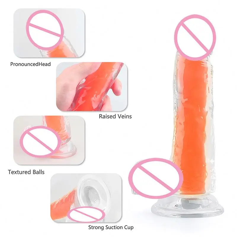 Thick Couple Erotic Sex Anal Adult Toys Luminous Dildo Vagina Simulation Realistic Penis For Women with Suction Cup