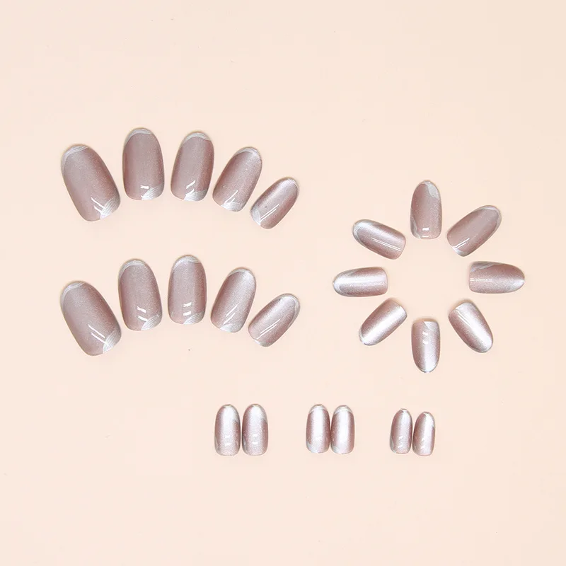 C191 SAFENG 24pcs Eye Cat Design Press On Nails Short Artificial False Nail Tips Art Salon For Summer Fingernail Decoration