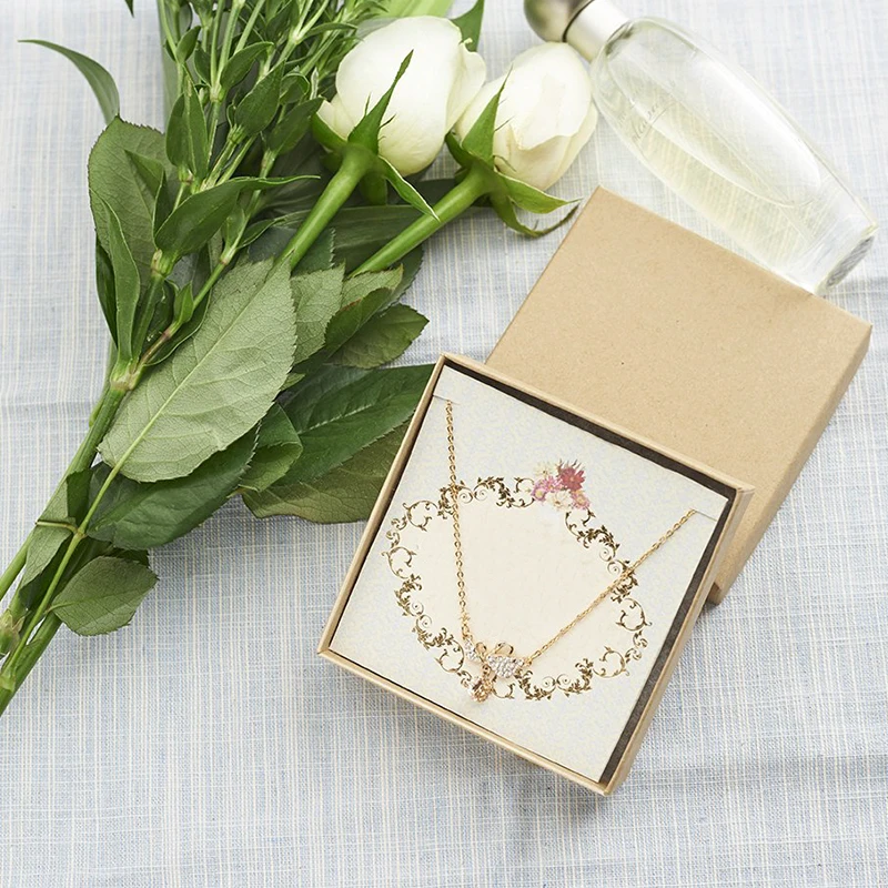 Custom Logo Design Kraft Necklaces Paper Jewelry Box