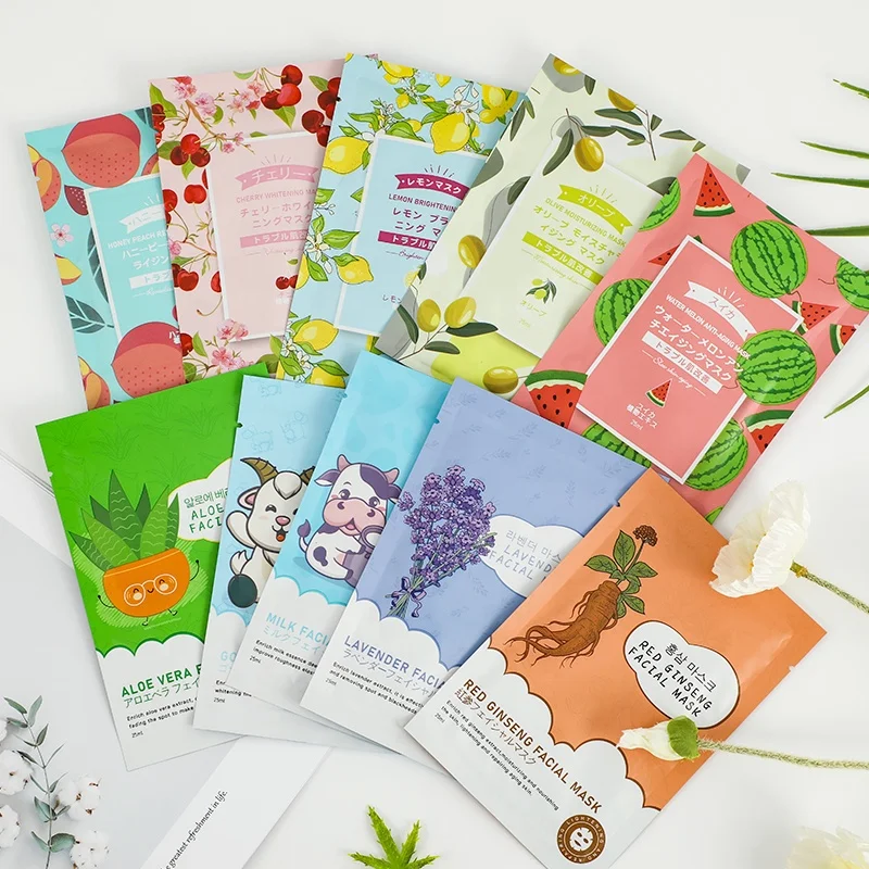 private label korean beauty skin care facial sheet mask natural plant fruit extract moisturizing facial mask