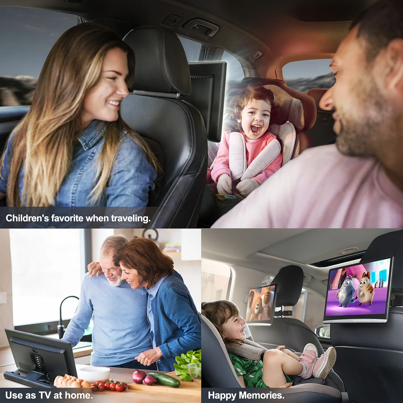 Back Seat Headrest Monitor Touch Screen 13.3 Inch Android 10.0 1080P WIFI/BT Headset/USB/HDMI/Airplay Tablet Movie Video Player