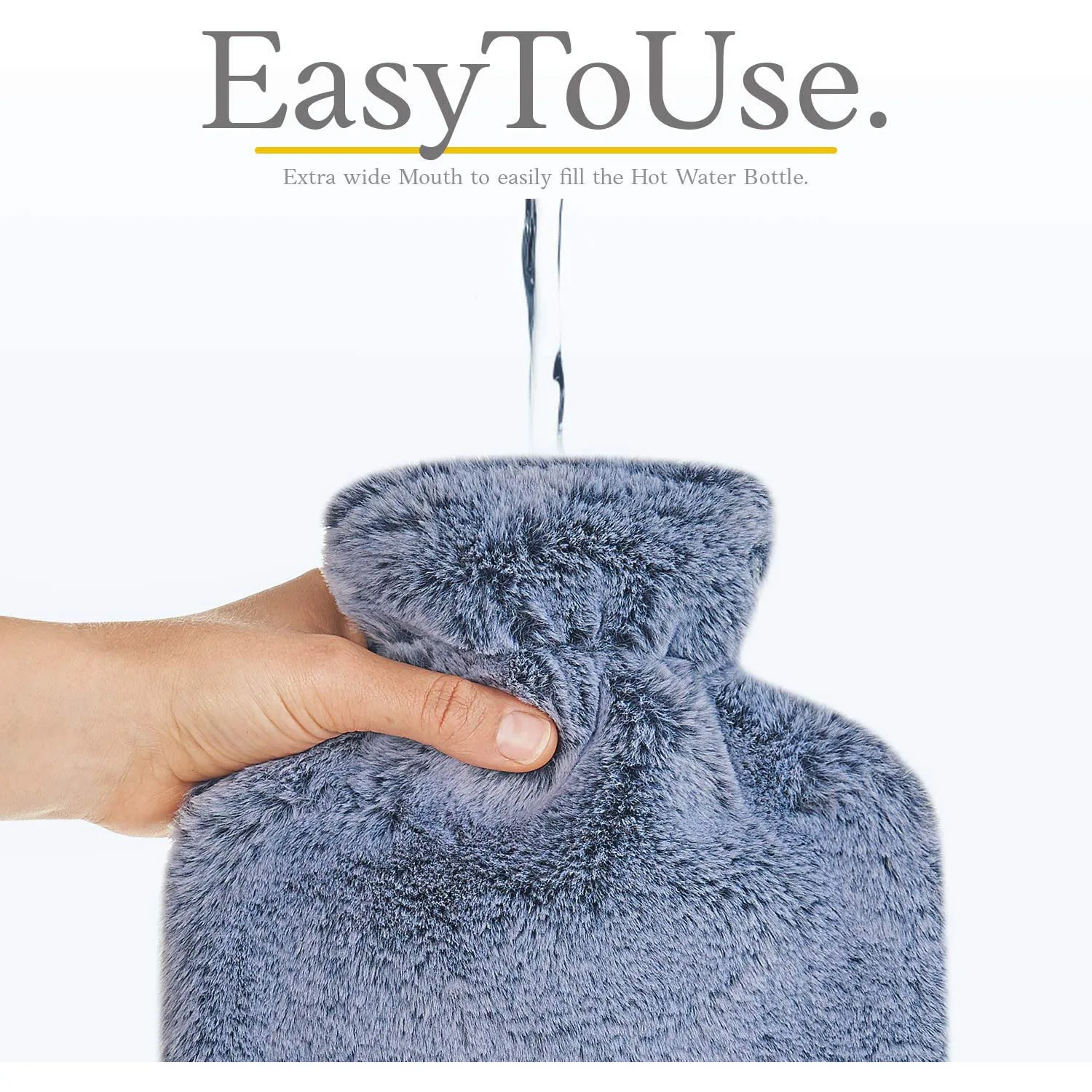 2022 New Design 2L Large Plush Hot Water Bag Hand Warm Hot Water Filling Bag Bottles High Quality Rubber with Plush Cover