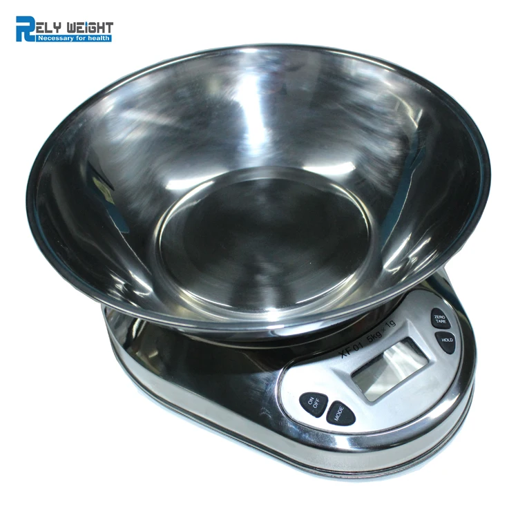 5kg/1g Stainless Steel with Bowl Digital Electronic Food Weighing Food Kitchen Scale