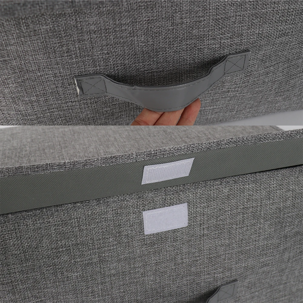 High Quality Foldable Liene Cloth Storage Box Bin with Lid for Home Closet Organizer