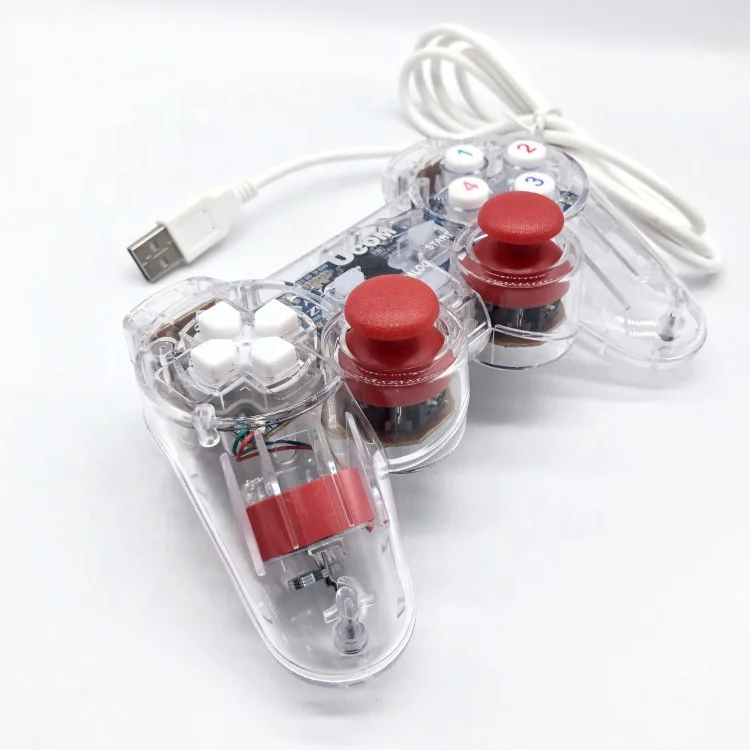 Заводская цена Прозрачный светящийся USB однофункциональный проводной игровой контроллер 208UCOM PS2 джойстик