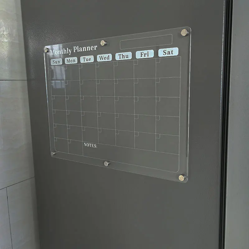 Custom Acrylic Dry Erase Wall Calendar with Dry Erase Marker Clear with Black Print