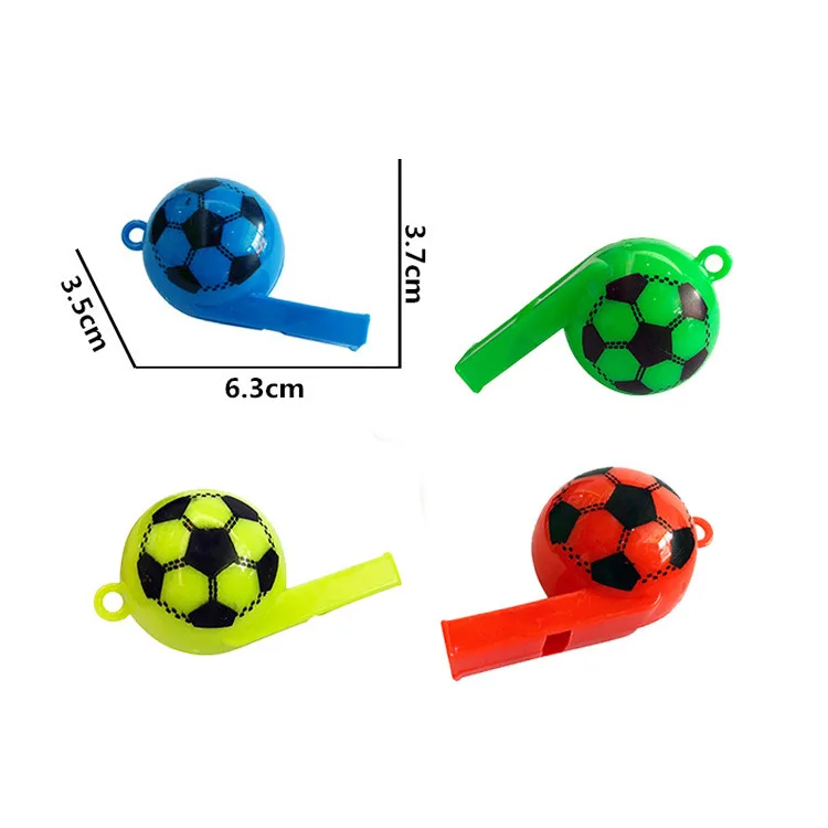 Colorful Plastic Football Shape Whistle for Kids 75mm Capsule Promotional Toys
