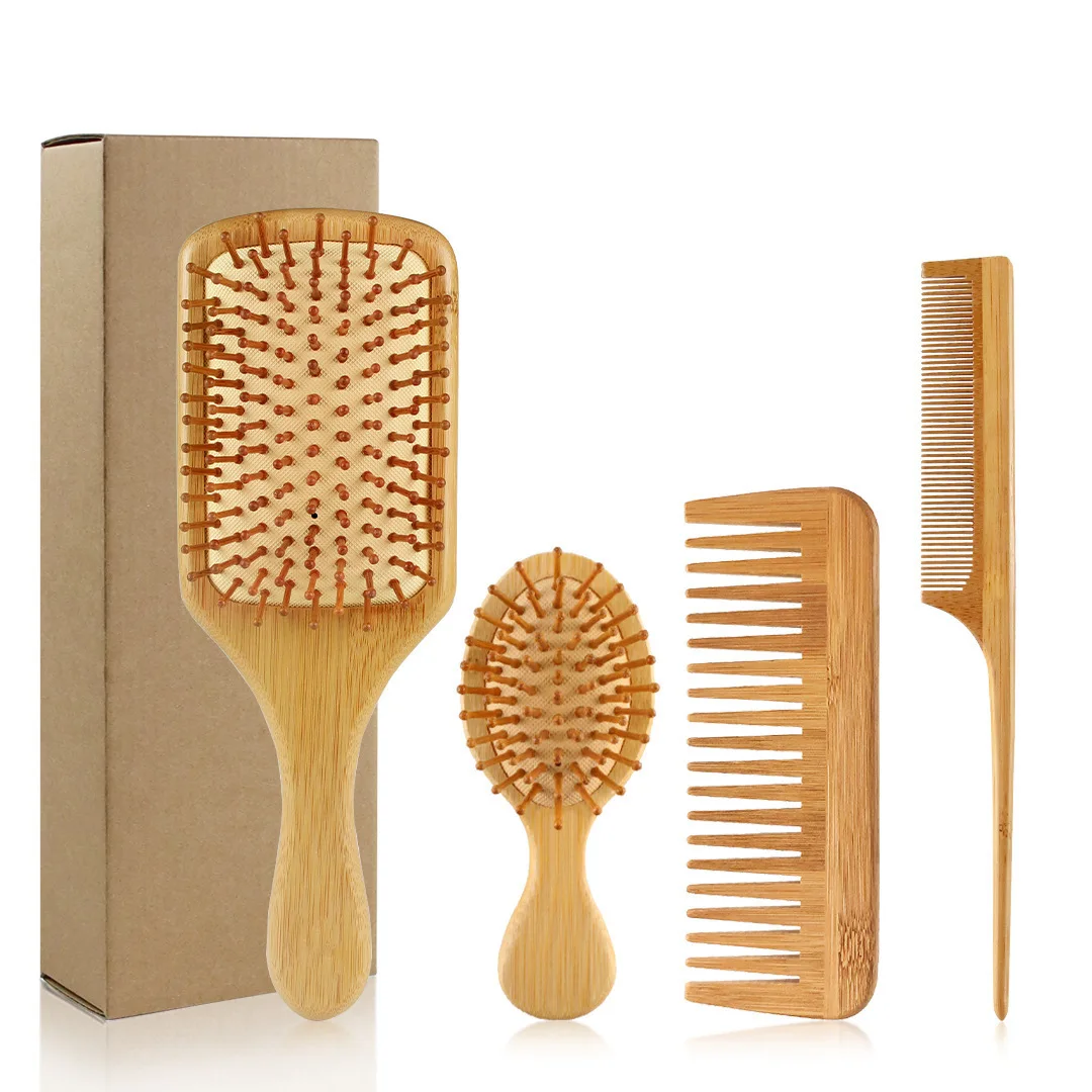 Customization Suppliers Direct Selling Eco Friendly Bamboo Hair Brush Private Label Wooden Hair Comb