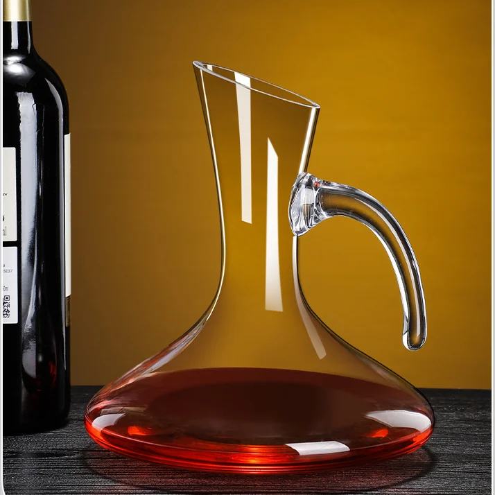 Wholesale 1400ml 47oz Crystal Glass Red Wine Decanter Unique Whisky Liquor Decanter Top Hand Blown U Shape Wine Carafe Decanter